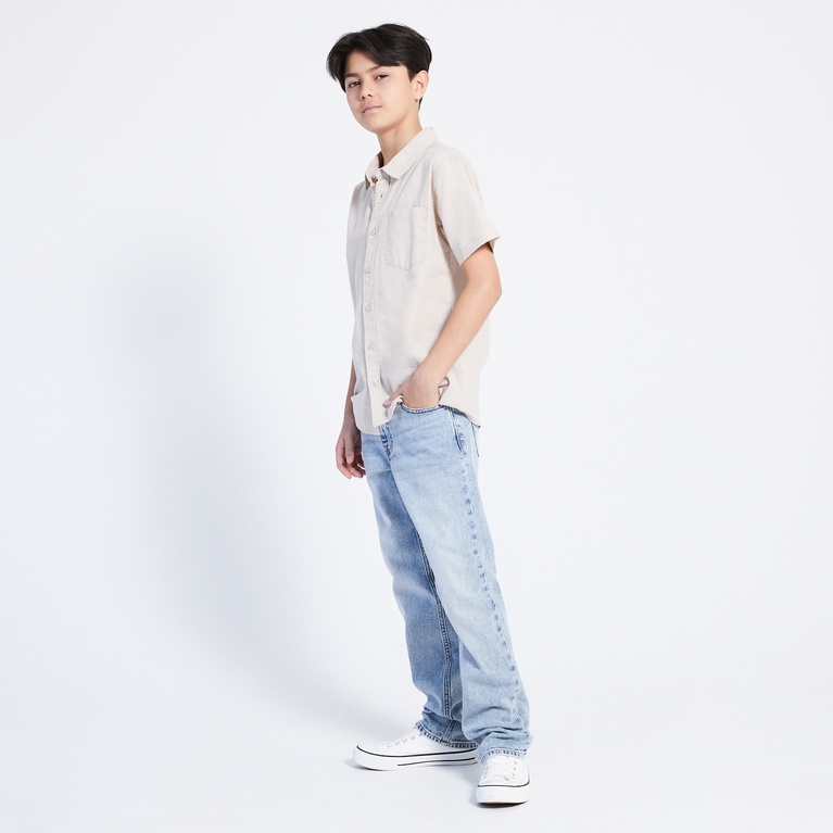 Short sleeve linen blend shirt "Tim star" Beige